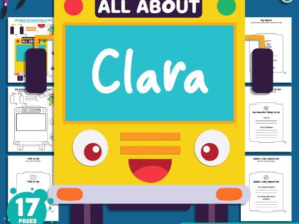 All About Me School Bus Writing Craft, Student Introduction Activity, Beginning of Year Keepsake