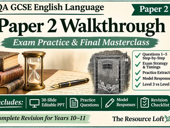 KS4 English Language | AQA GCSE Paper 2 – Exam Walkthrough & Revision | PowerPoint | Years 10–11