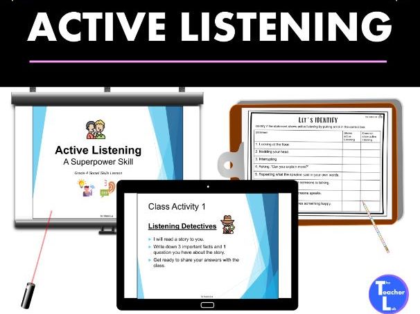 4th Grade Active Listening Lesson SEL Social Skills, No-Prep Worksheets