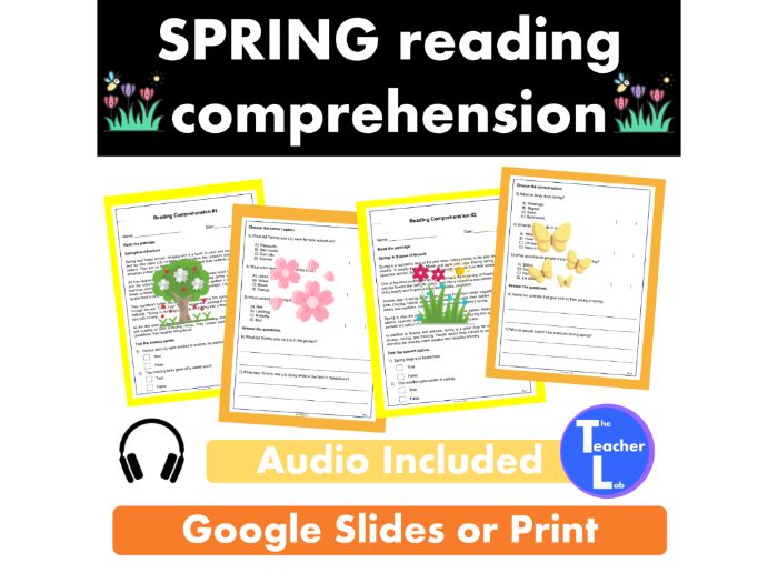 Spring Reading Comprehension Passages & Questions 2nd 3rd 4th Grade Print