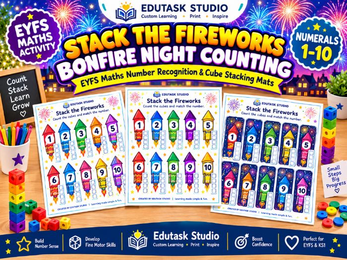 Stack the Fireworks | Bonfire Night Counting & Number Recognition | EYFS Maths