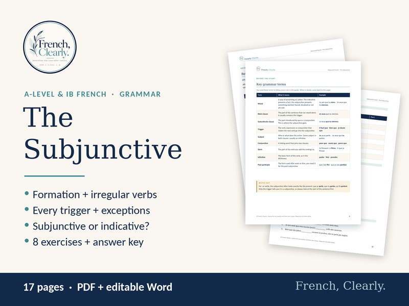 French Subjunctive – Rules, Triggers, Past Subjunctive & Exercises (A-level & IB)