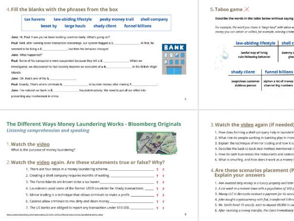 Money laundering_worksheet for adult ESL learners