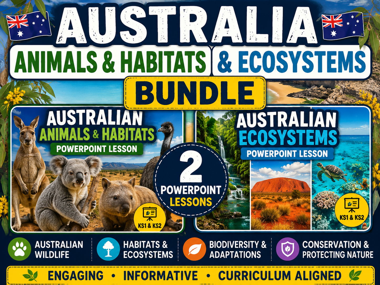 Australia Animals & Habitats and Ecosystems Bundle | KS1 KS2 Science & Geography