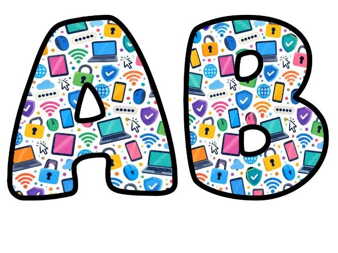Online Safety Technology Bubble Letters | Computing Bulletin Board Letters | Classroom Display Pack
