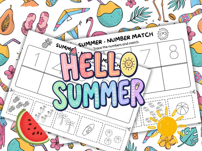 Summer time - trace and Match Numbers and color