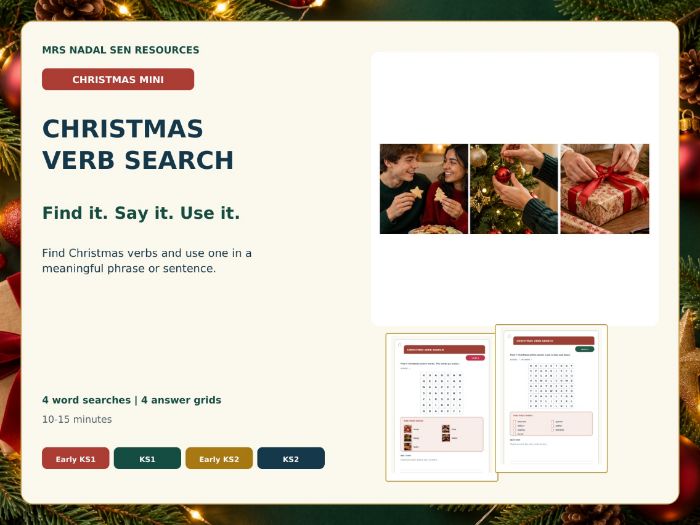 Christmas Verb Search | 4-Level SEN Mini