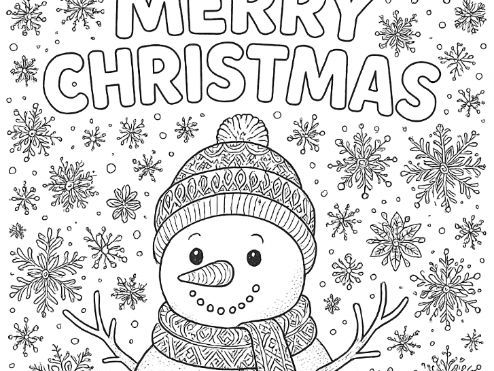 Christmas Winter Holidays Snowman Colouring Sheet