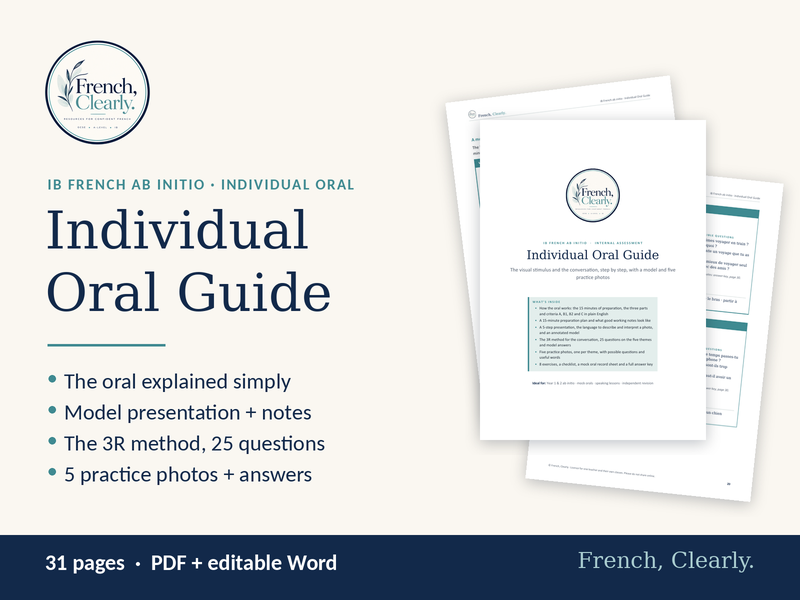 IB French ab initio Individual Oral Guide – Photo Presentation, Model, Questions & Practice