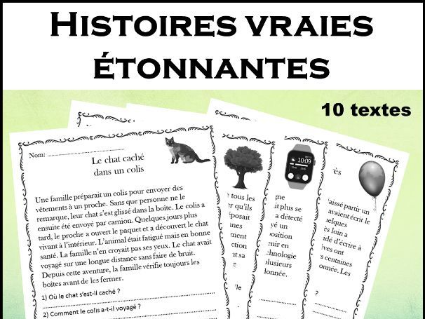 C. de lecture - Histoires vraies étonnantes / French Reading Comprehension
