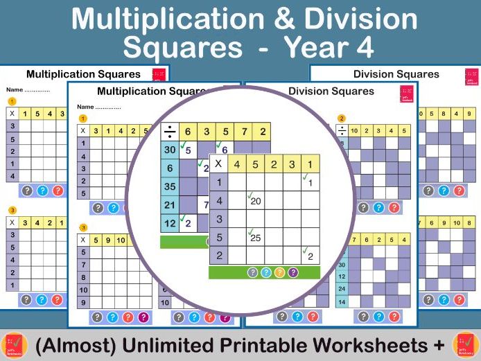 Multiply and Divide with Number Squares to 12x12