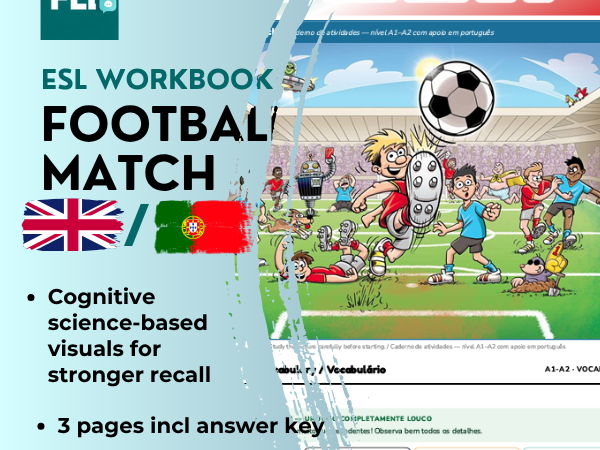 Football  ESL Picture Description Workbook | A1-A2 English + Portuguese