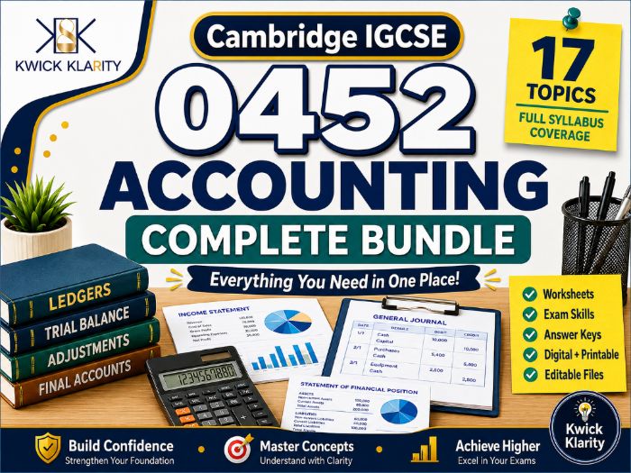 Cambridge IGCSE Accounting 0452 - Complete 17 Topic Bundle | Print + Digital