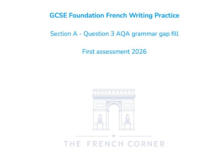 FREE SAMPLE – AQA GCSE French Writing Grammar Question 3 New Spec 2026