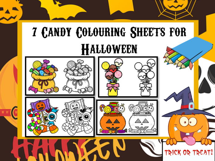 7 Candy Colouring Sheets for Halloween