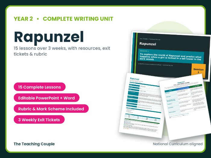 Rapunzel | Year 2 English Unit | 15 Complete Lessons + Resources + Mark Scheme