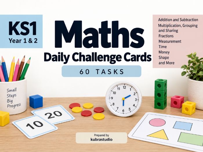 KS1 Maths Daily Challenge Cards – 60 Tasks