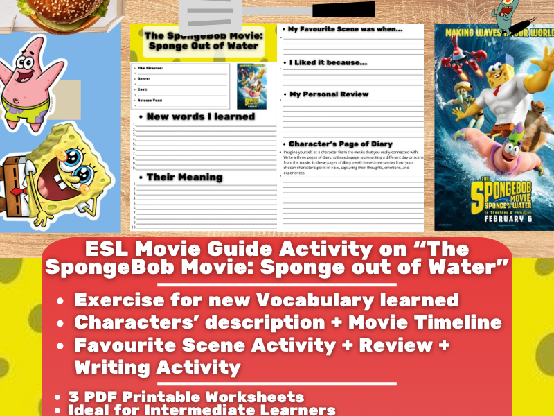ESL Movie Guide Worksheets - Spongebob Movie: Sponge Out of Water