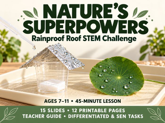 Nature’s Superpowers: Rainproof Roof STEM Challenge | Ages 7–11 | Differentiated & SEN Worksheets