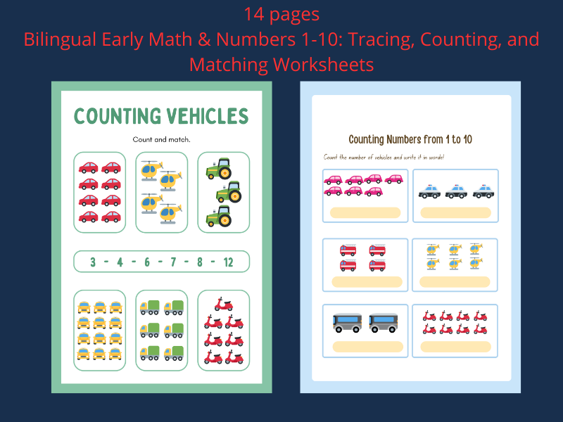 Tracing, Counting, and Matching Worksheets