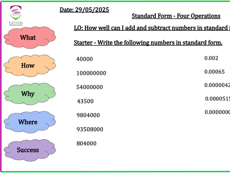 Standard Form - Four Operations