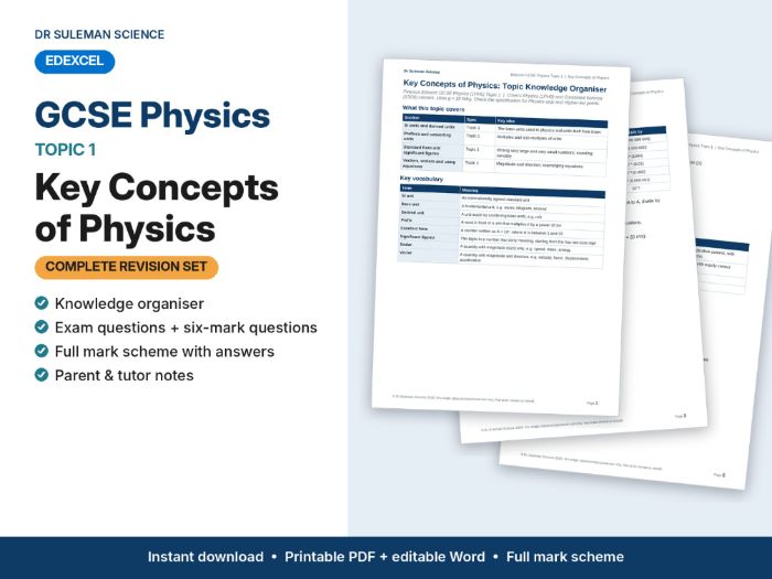 Edexcel GCSE Physics Topic 1 Key Concepts of Physics Revision