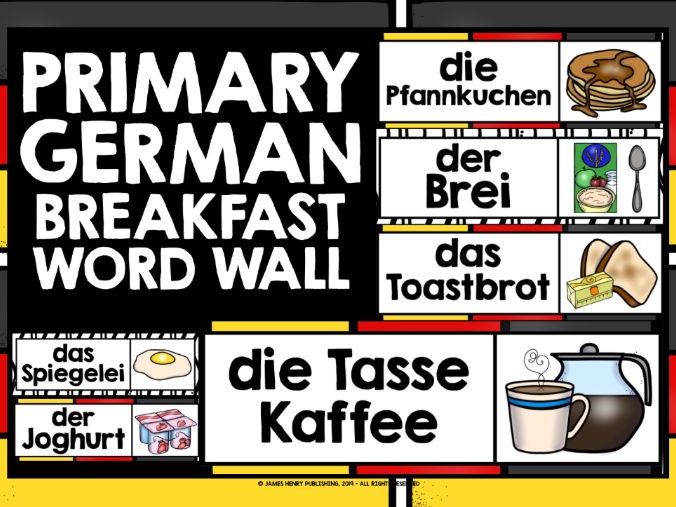 PRIMARY GERMAN BREAKFAST WORD WALL Teaching Resources