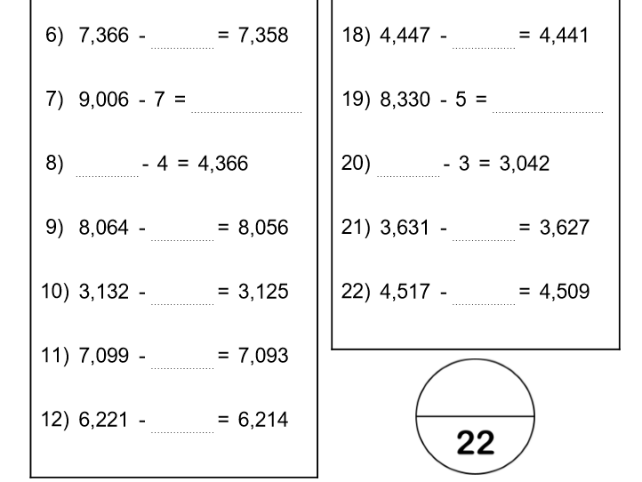 Subtracting a single digit from 4 Digits