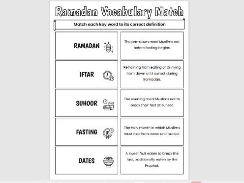Ramadan Fun: Vocabulary Match