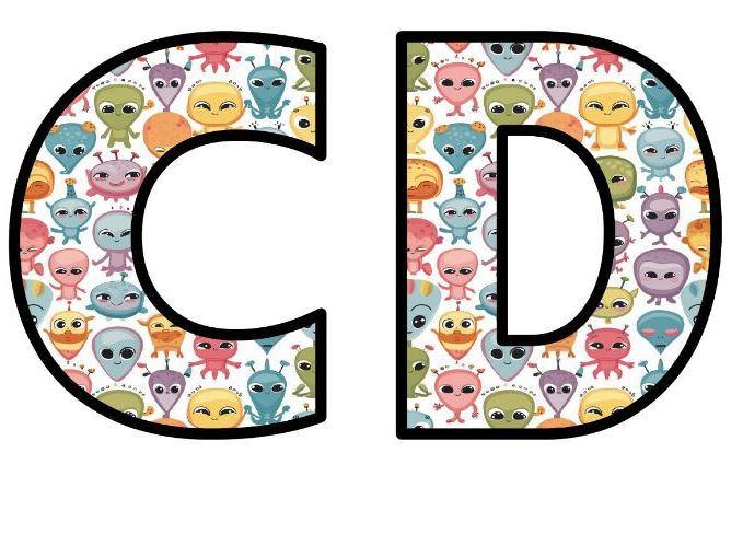 Aliens Classroom Display | Lettering Set | Upper & Lowercase, 0-9 and Signs