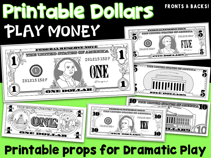 printable play money teaching resources