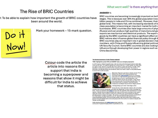 L6 Rise of BRIC Countries - Edexcel IA2 Geo SuperPowers