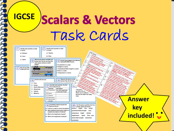 Scalars & Vectors- Task Cards