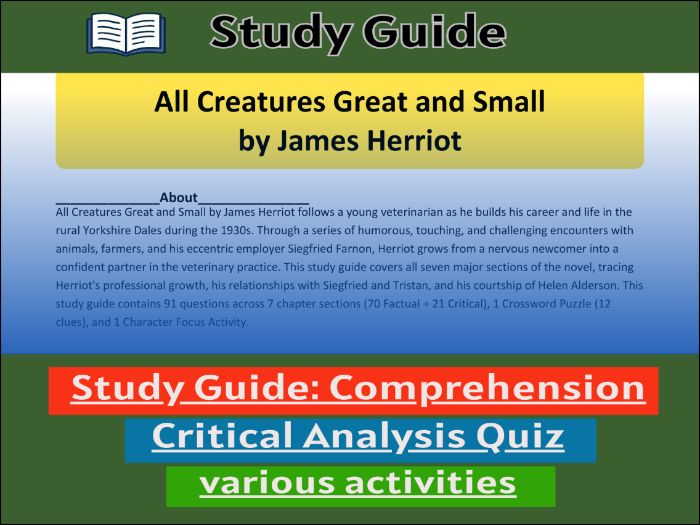All Creatures Great and Small, study guide & Activities
