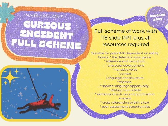 Curious Incident (Haddon) - full scheme of work, 118 slide PPT PLUS all resources - fiction
