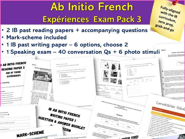 IB-style French Ab Initio Assessment – Writing, Reading & Speaking | Experiences theme (3)