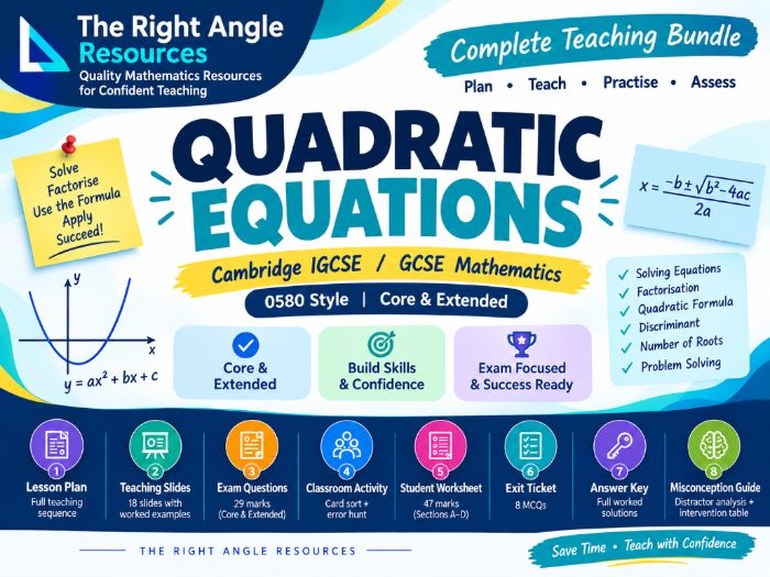 Quadratic Equations | IGCSE Maths 0580 | Core & Extended | Complete Bundle