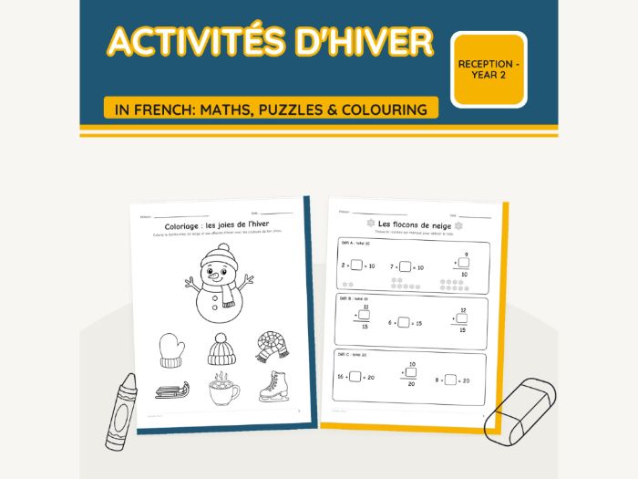 French Winter Activity Pack: Puzzles & Maths