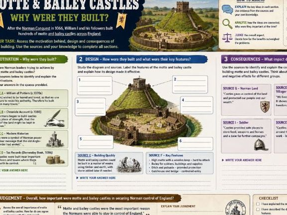 KS3: Motte and Bailey Castle Worksheet