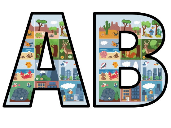 Habitats creatures animals settings Lettering Set Display Title Letters ...