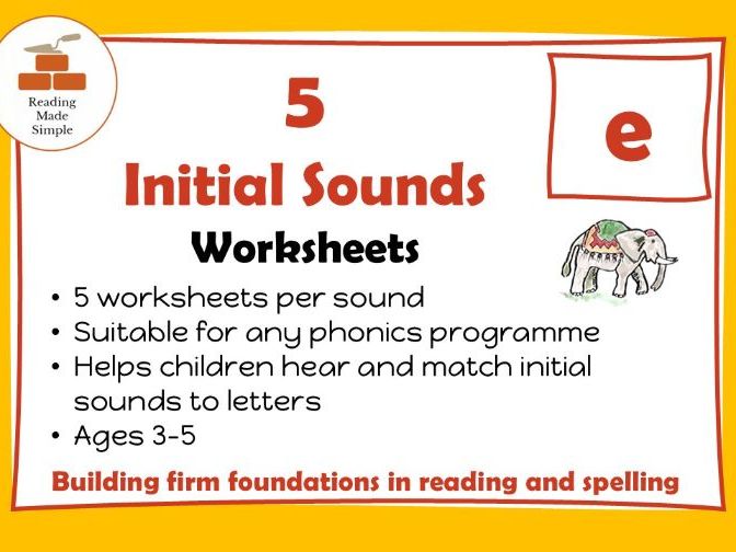 Ee Initial Sounds | 5 Worksheets