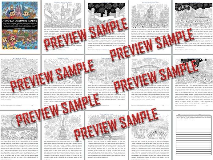 New Year Landmarks Reading Packet | New Year Reading, Writing, Art Coloring
