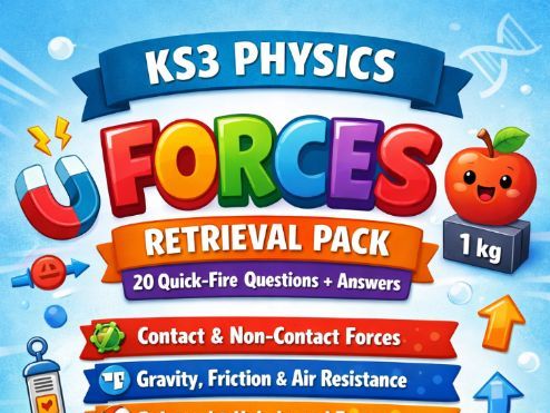 KS3 Physics Forces Retrieval Pack (20 Qs)