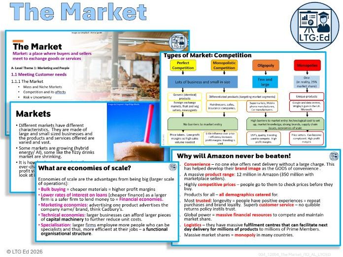004: Markets: structure, niche v mass, market share and more - YR 12 - A-Level - Edexcel Theme 1