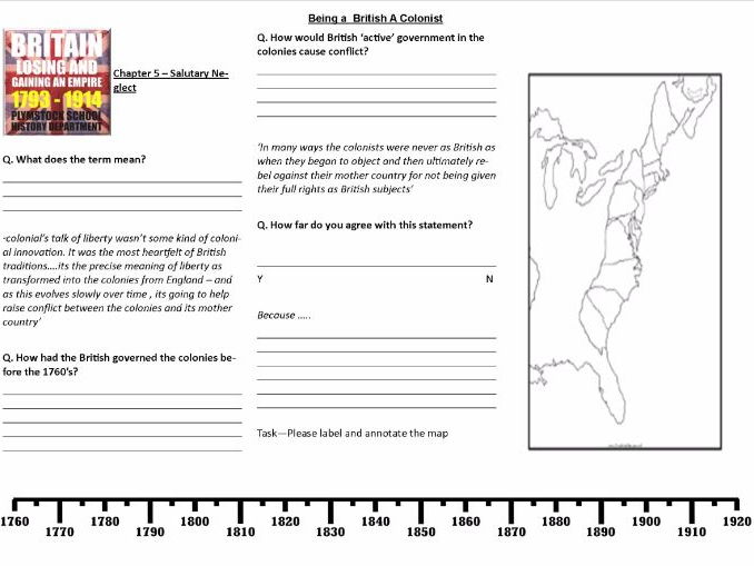 Worksheet to support the lecture: 2 Being a British Colonist by Professor J.Freeman of Yale Universi