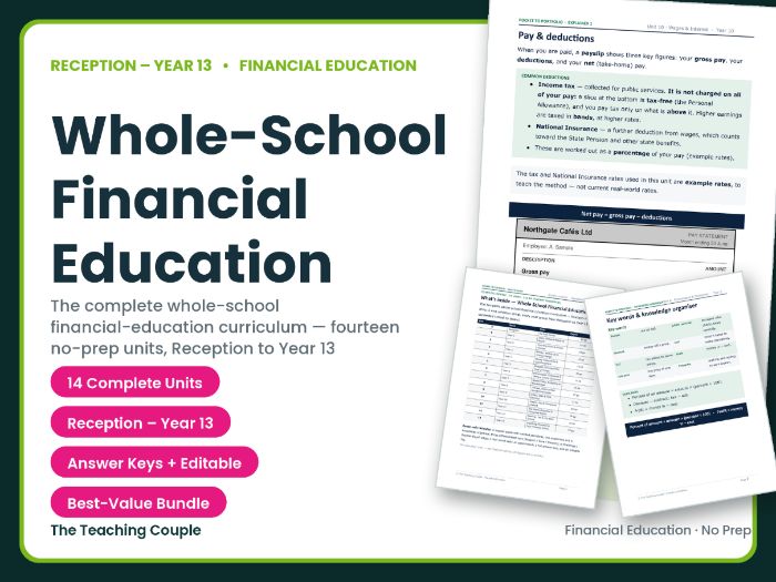 Whole School Financial Education | Reception to Year 13 | Complete Bundle