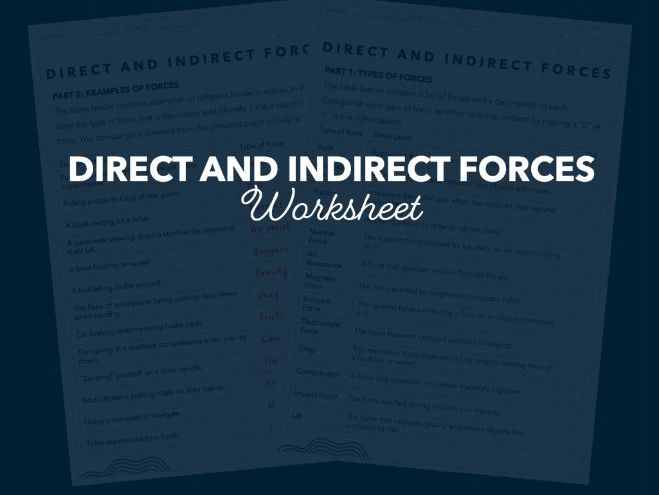 Direct and indirect forces | Worksheet (with answers)