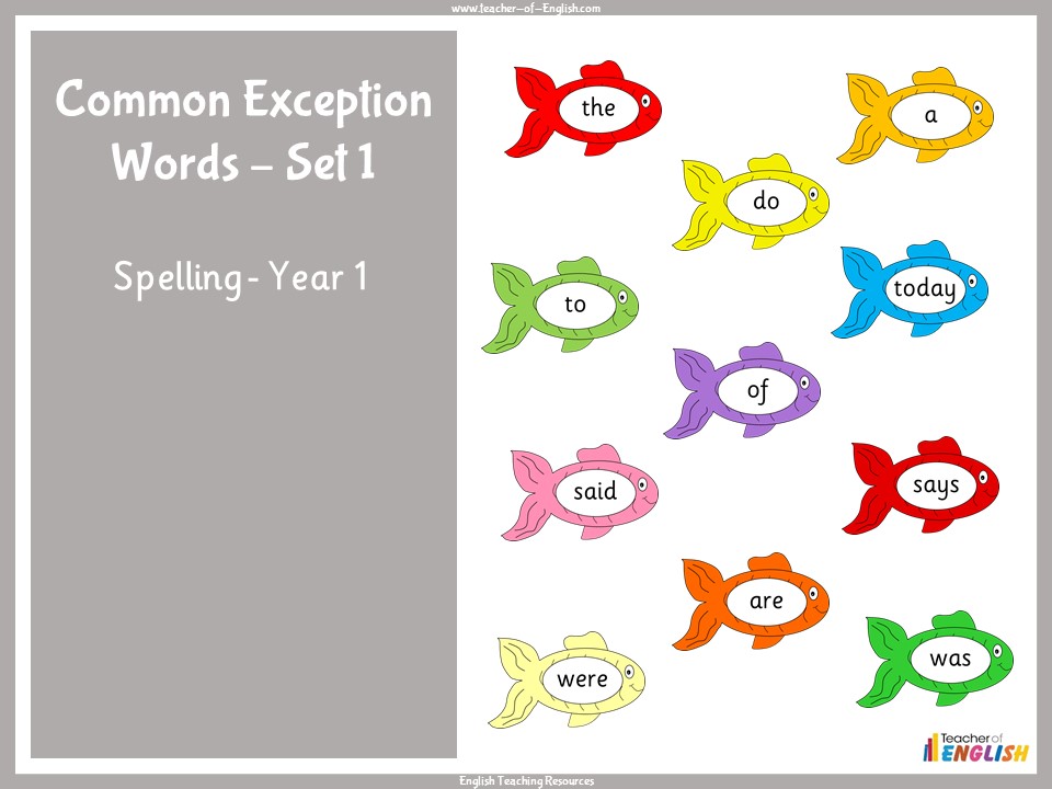 Common Exception Words - Set 1 - Year 1 Spelling