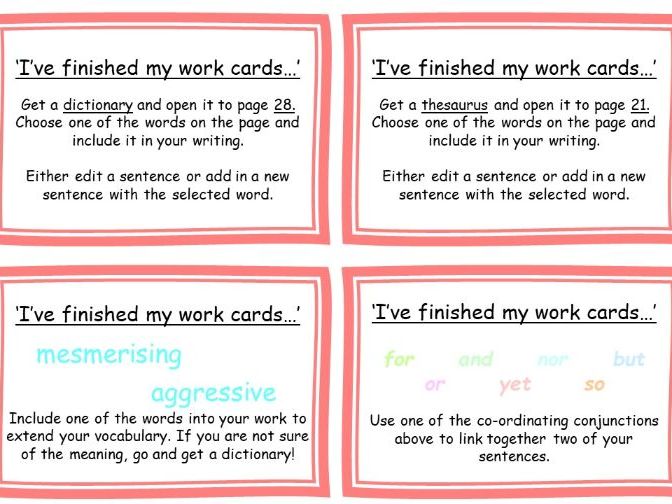 Literacy Activity Cards