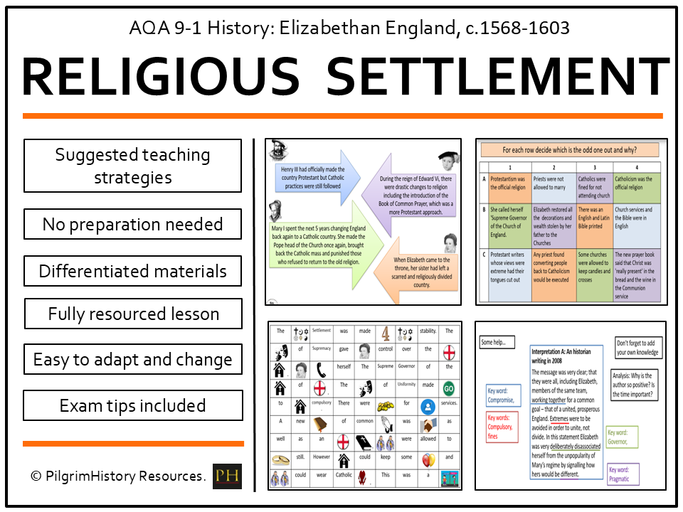 AQA GCSE Elizabethan England: The Elizabethan Religious Settlement (FREE Resource)